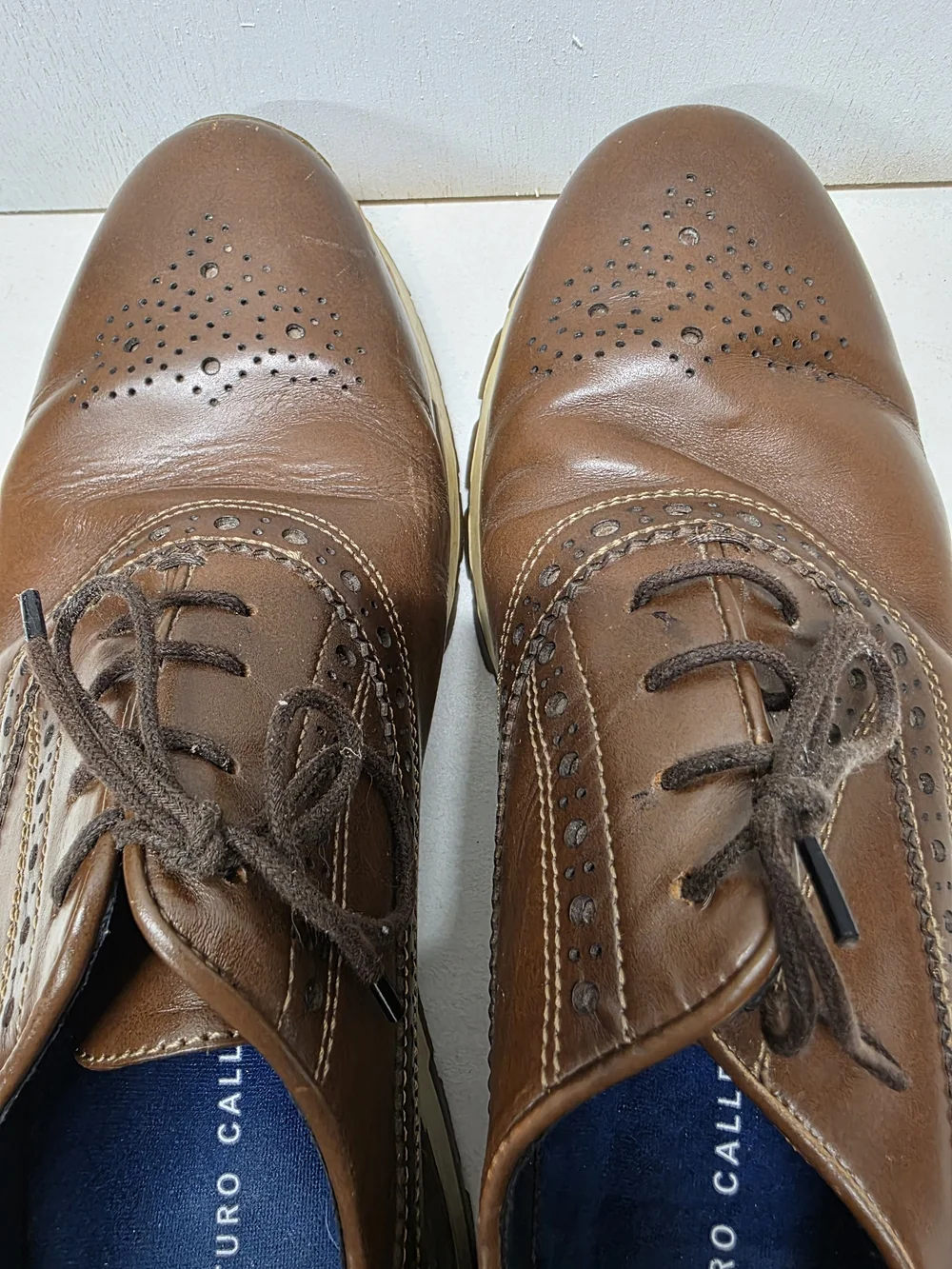 Arturo Calle Men’s Brown Leather Brogue Wingtip Oxford Shoes Size 41